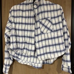 Altar'd State Navy and White Plaid Shirt